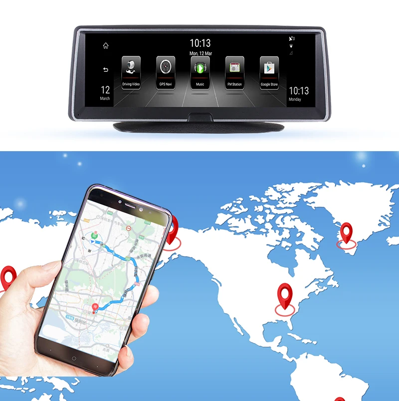 E-ACE, Автомобильный видеорегистратор, 8 дюймов, автомобильная камера, 4G, Android FHD, 1080 P, видео регистратор, gps навигация, ADAS, удаленный монитор, видеорегистратор с двумя объективами