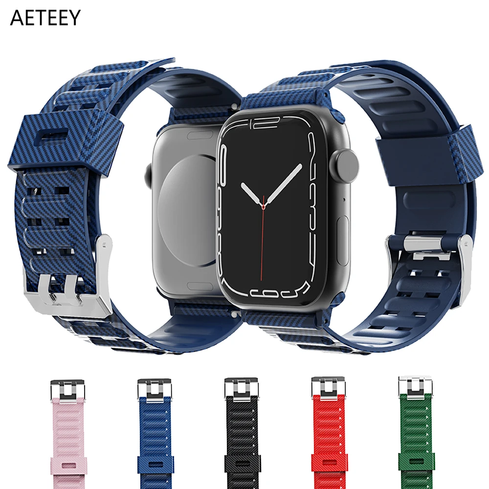 

Ремешок подходит для Iwatch, универсальный ремешок из углеродного волокна в полоску из ТПУ для Apple Watch Luxury