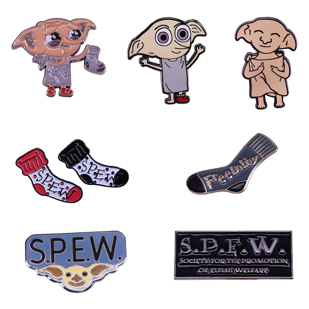 Милый свободный эмалированный зажим elf Dobby чудесный рюкзак аксессуары для