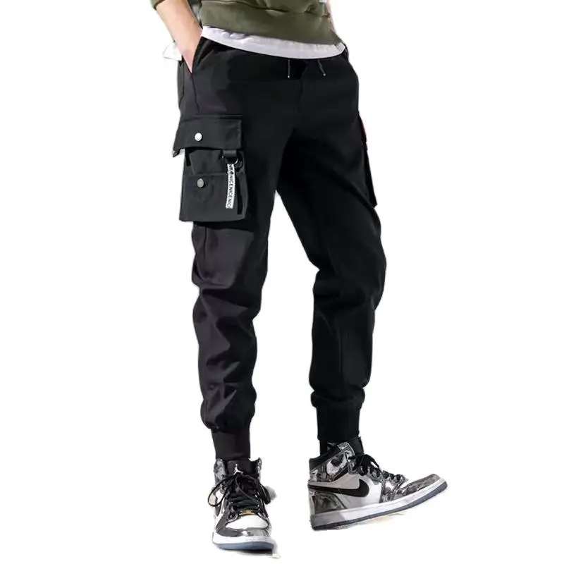 

Summer Men's Pants Tie Feet Overalls Harajuku Thin Ankle-Length Cargo Trousers Sportswear Boys Joggers Male Clothes 2021