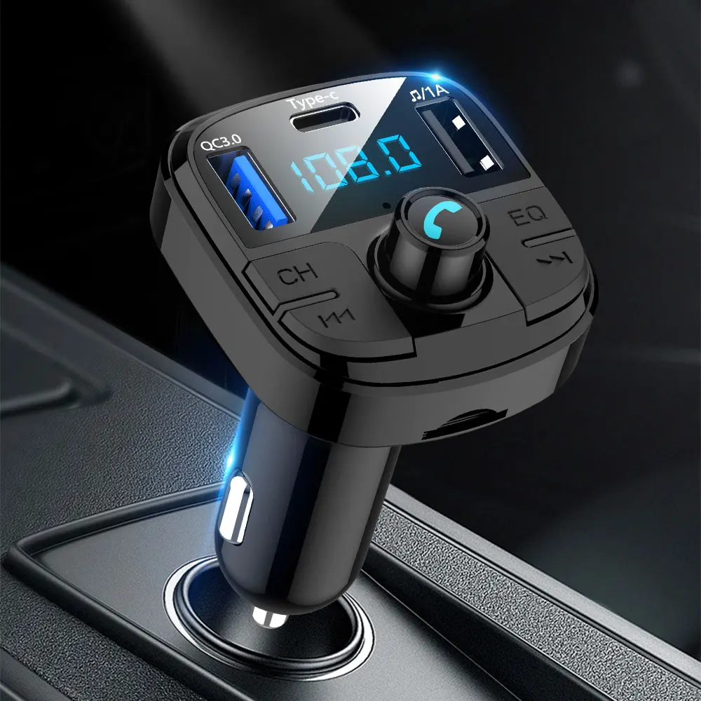 Двойное USB Автомобильное зарядное устройство QC 3,0 Быстрая зарядка fm-карта MP3-плеер Bluetooth hands-free телефон адаптер для автомобильного прикуривателя Автомобильное зарядное устройство