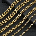 Цепочка BTEN из нержавеющей стали для мужчин и женщин, ожерелье из кубинской цепи черного, золотого, серебряного цвета, 357 мм