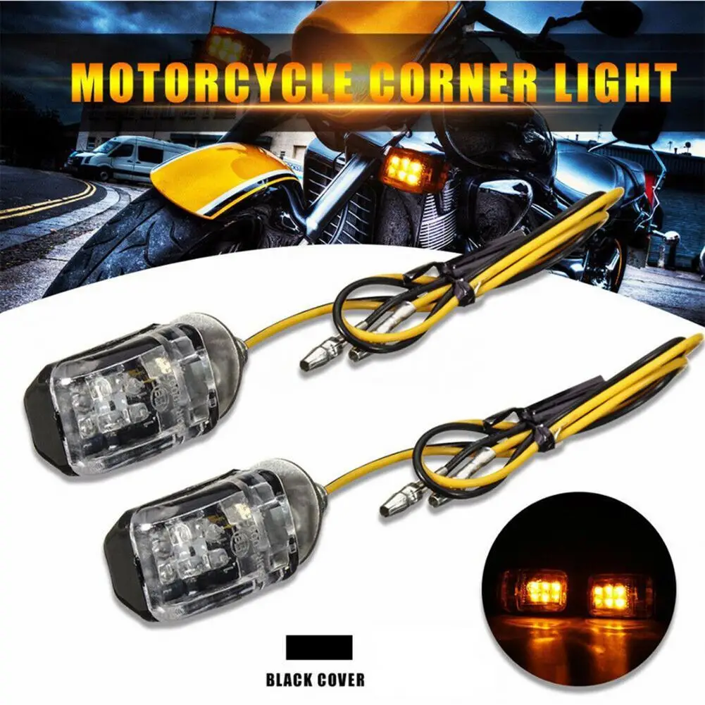 

2Pcs 12V 6LED Motorcycle Mini Turn Signal Lamps Indicator Lights Amber Blinkers Turn Signal Lamp Metal Plastic for Motorcycle