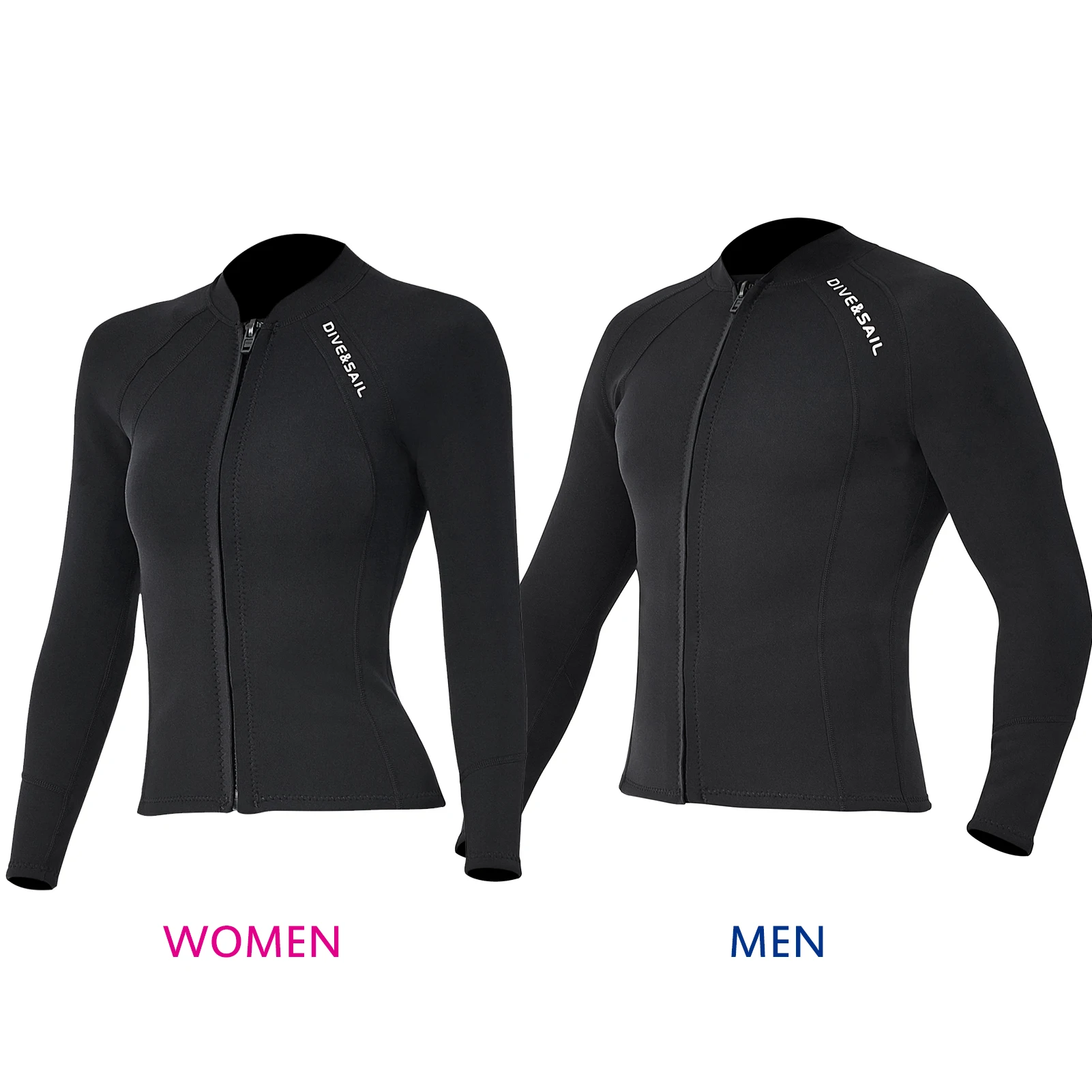 

2mm Neoprene Men Women Diving Top with Front Zipper Wetsuits Jacket Long Sleeves Wetsuit Top for Snorkeling Scuba Diving Surfing