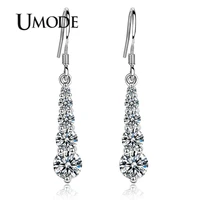 umode korean water drop long drop earrings for women female round zircon earrings fashion crystal ear hook ue0419
