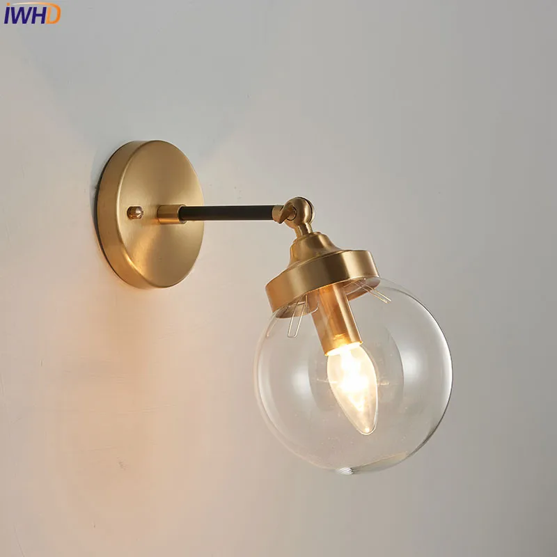 

Nordic Glass Ball LED Wall Lights Fixture Brass Copper Wandlamp Bedroom Sconce Living Room Decoration Applique Murale Luminaire