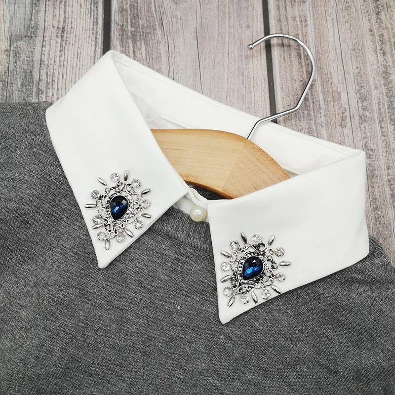 С украшением в виде кристаллов Ложные воротнички для женщин винтажном стиле Croptops