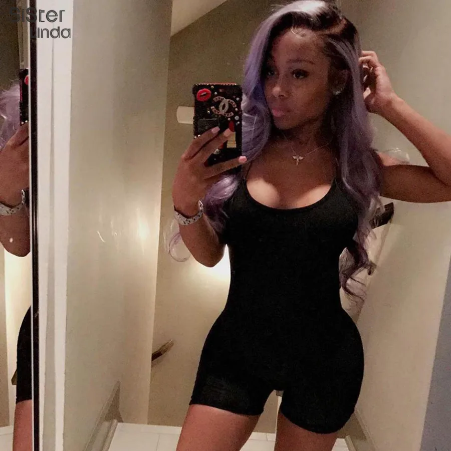 Женский комбинезон для тренировок Sisterlinda черный в рубчик с открытой спиной и