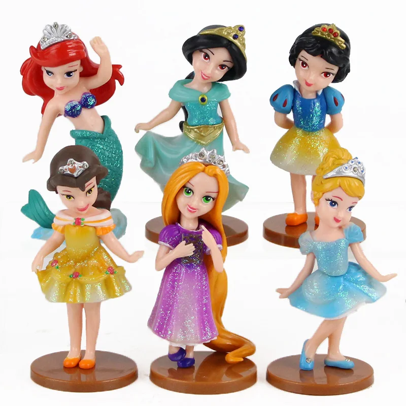 6 шт./лот фигурки принцесс игрушки Белоснежка спутанная Жасмин Золушка Ариэль