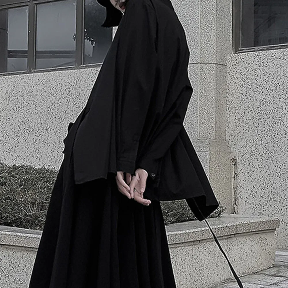 Новинка 2020 Харадзюку черное пальто Женская Готическая мода на шнуровке