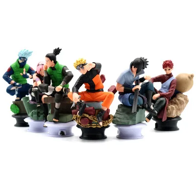 6 шт. в упаковке Наруто Хатаке Какаши Shikamaru Namikaze Uchiha Figura Наруто ПВХ Набор фигурок Саске Минато кукла - Цвет: 6PCS F 7-8CM