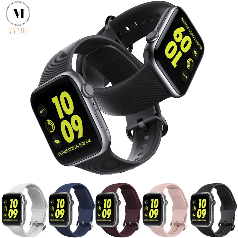 Спортивный ремешок для apple Watch 38 мм 42 correa iwatch 4/5 44 40 мягкий силиконовый браслет watch 3