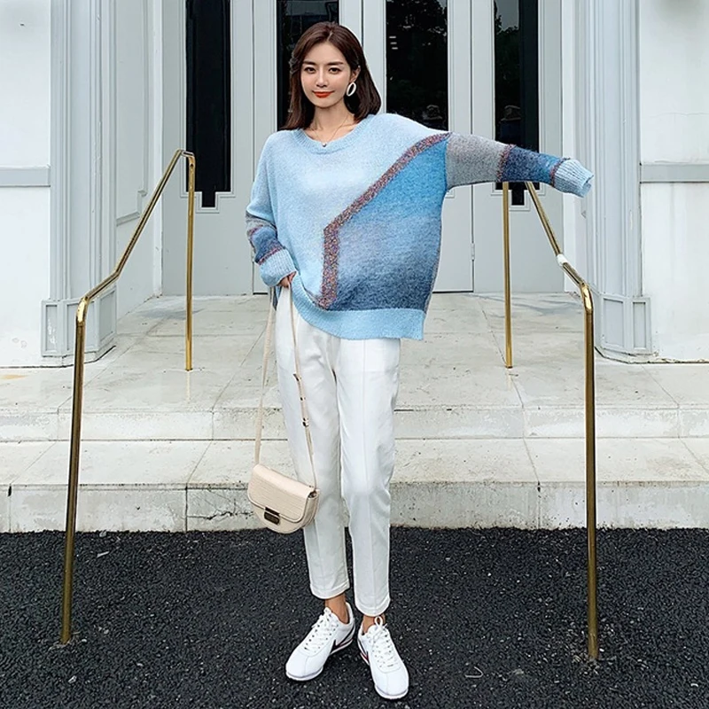 Новинка 2019 блестящий вязаный женский свитер с блестками длинный рукав &quotлетучая