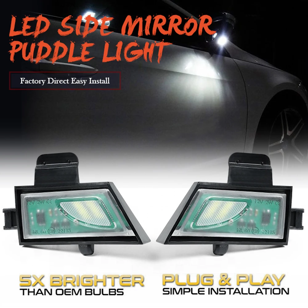 

2Pcs Xenon white Error Free LED Under Side Mirror Puddle Light For VW GOLF 7 Variant GTI Sportsvan Touran 2 T5 Signal Lamp