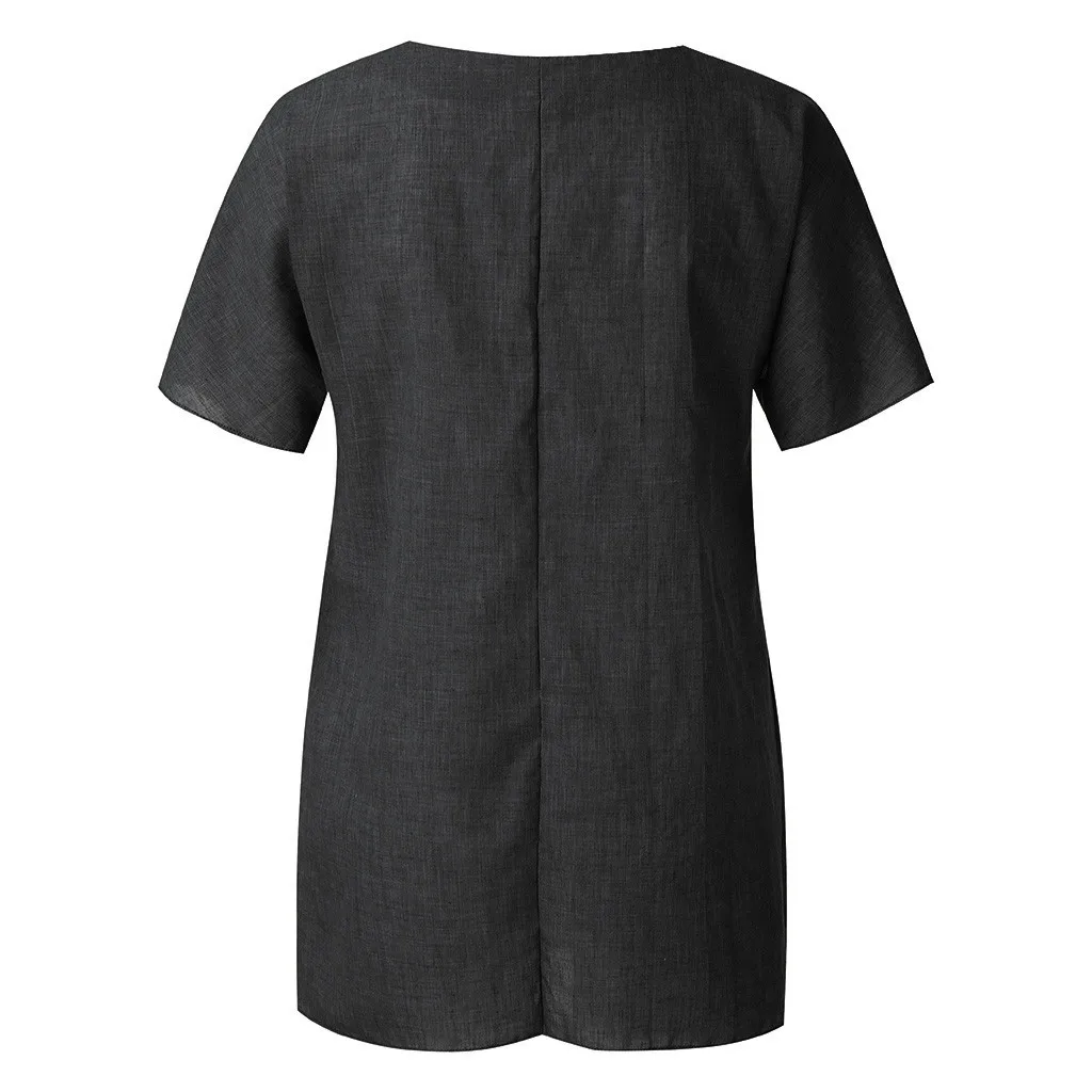 Женская Асимметричная блузка летняя однотонная блузка-туника с v-образным