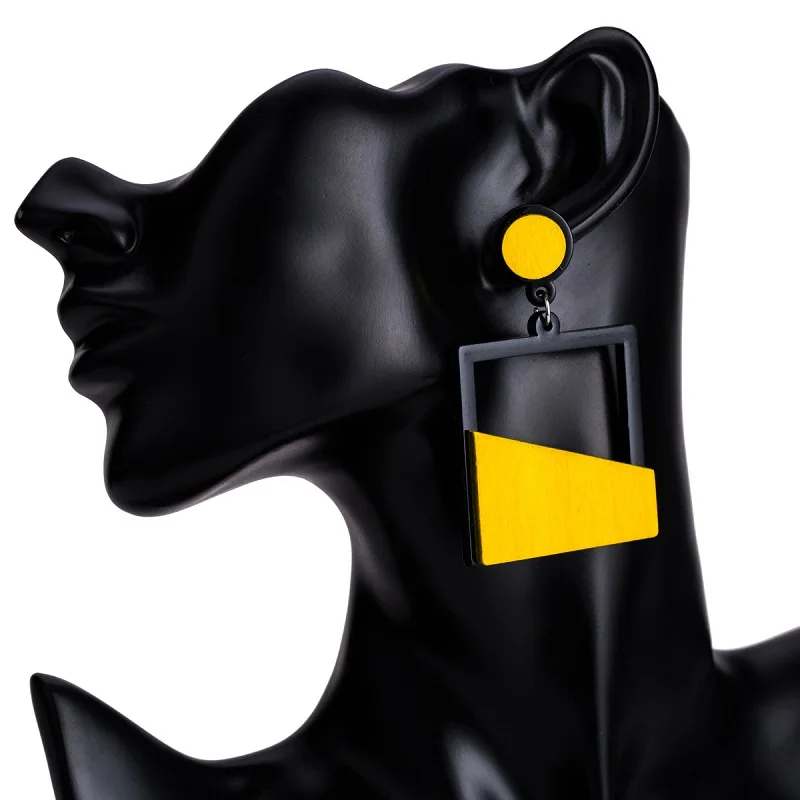 Женские ажурные серьги подвески винтажные Геометрические Квадратные в