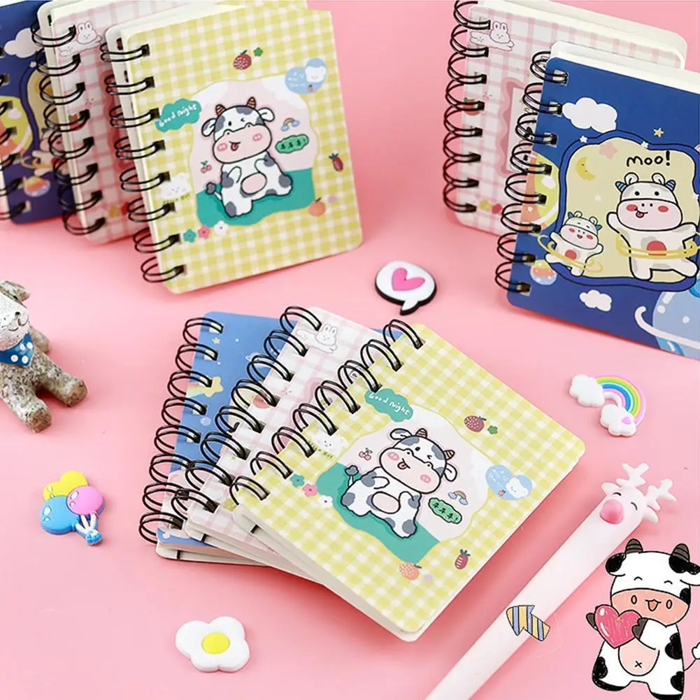 

New Cartoon Animal Tumbling Coil Mini Notepad Cute Cow Mini Notepad Portable Pocket Notebook