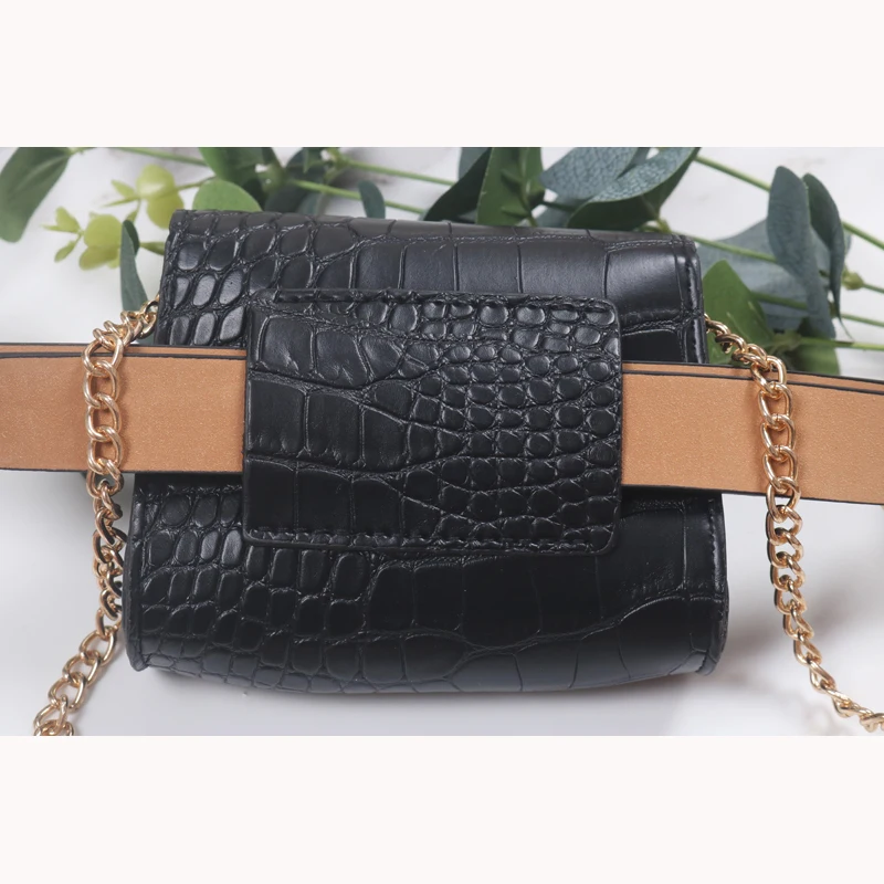 

Jiessie&Ange Waist Pack Bag For Women Small Fanny Pack Shoulder Strap Waist Bags Female Leather Bum Bag Leopard Chain Fanny Pack