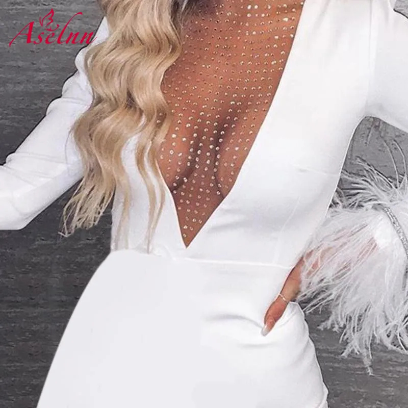 Aselnn сексуальное платье для ночного клуба женское белое Сетчатое с глубоким