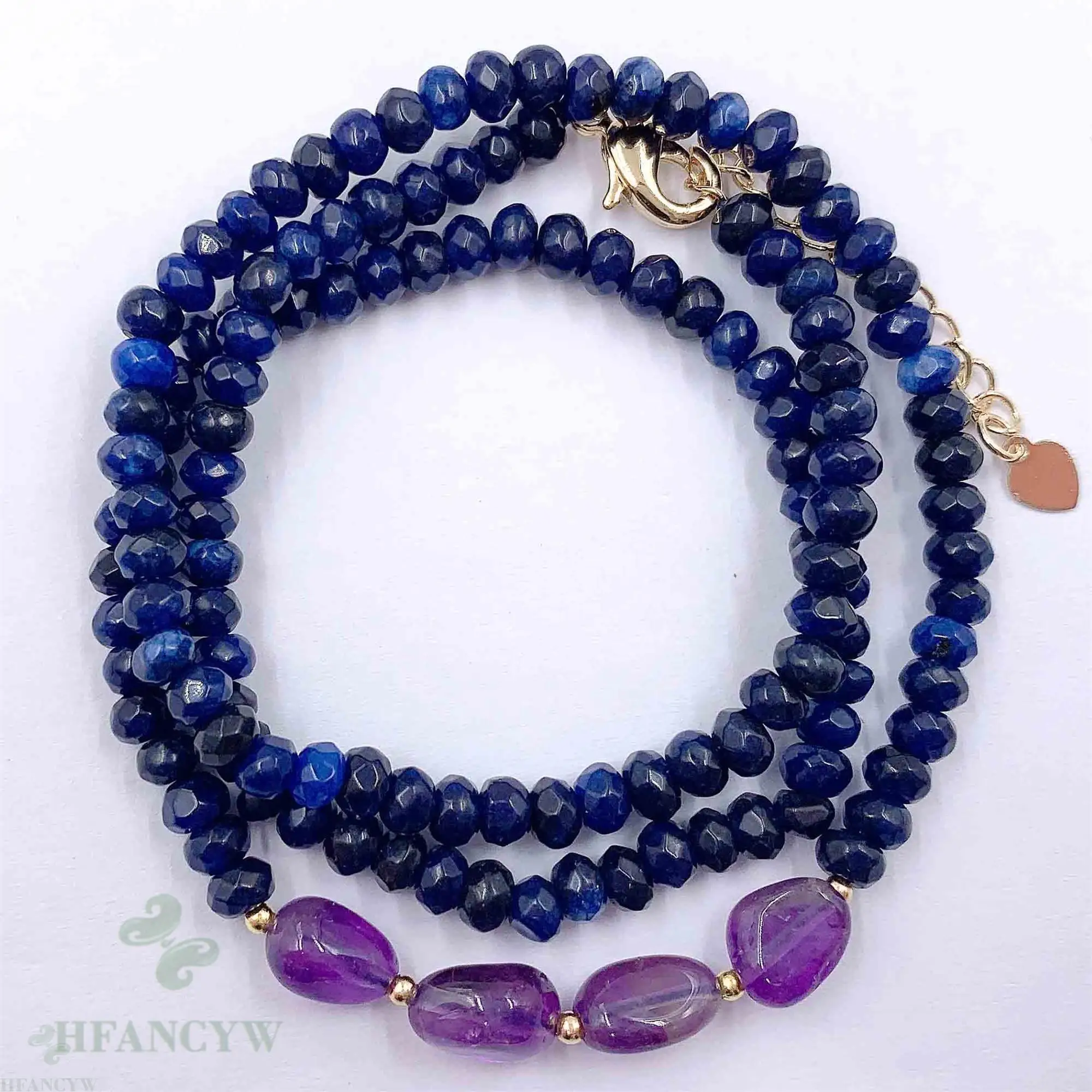 2x4 мм синий халцедон Фиолетовый Кристалл Камень ожерелье 18 дюймов безупречный