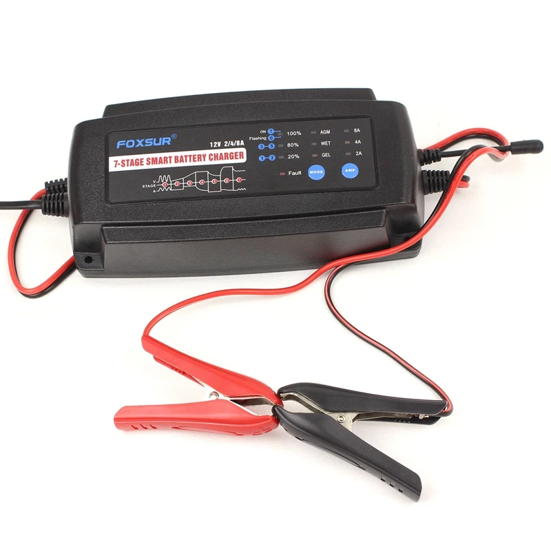 

1pc 12V 2A 4A 8A Automatic Smart Battery Charger,7-Stage Smart Battery Charger, Car Battery for GEL WET AGM Battery-E charger