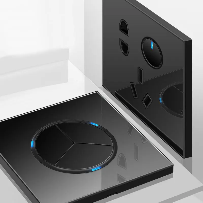 Кнопочный настенный выключатель стандартный светодиодный светильник черный