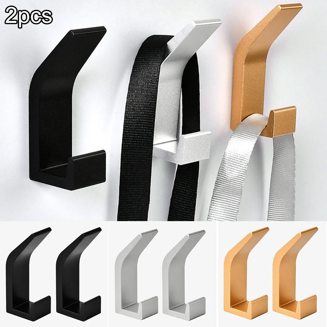 

2pcs Aluminum Alloy Hook Clothes Door Hanging Single Hook Wall Hanging Fixed Anti-slip Design Coat Hook Hat Hook