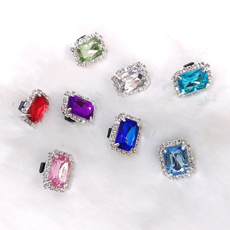 1 PCS Shiny Rhinestones Buckle Shoelaces Decoration Shoes Accessories Plastic Shoe Charms Design Shiny Rhinestones Kids Women