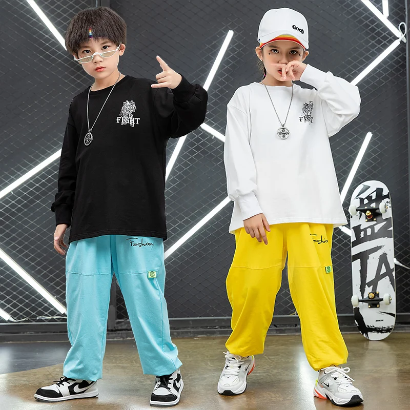 Детская Праздничная Одежда для танцев в стиле хип хоп свитшот свободные штаны