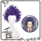 Парик для косплея боку с героями Академии шиньсоу Хитоши шинсо, костюм для косплея моя геройская академия, короткие фиолетовые парики, синтетические волосы + шапочка для парика