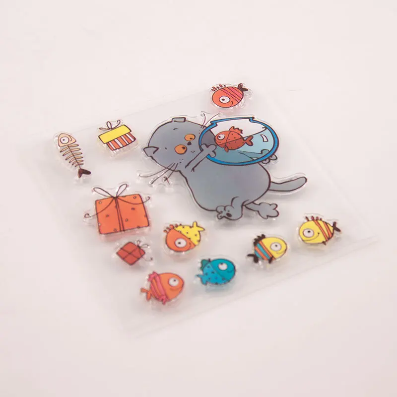 Кошка рыбы прозрачный силиконовый штампы для DIY Скрапбукинг декорирование