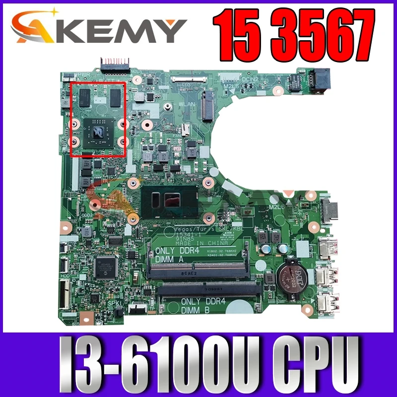 

Free shipping For Dell Inspiron 15 3567 Laptop Motherboard CN-0XXF7P 0XXF7P XXF7P 15341-1 With SR2EU I3-6100U 100% test work