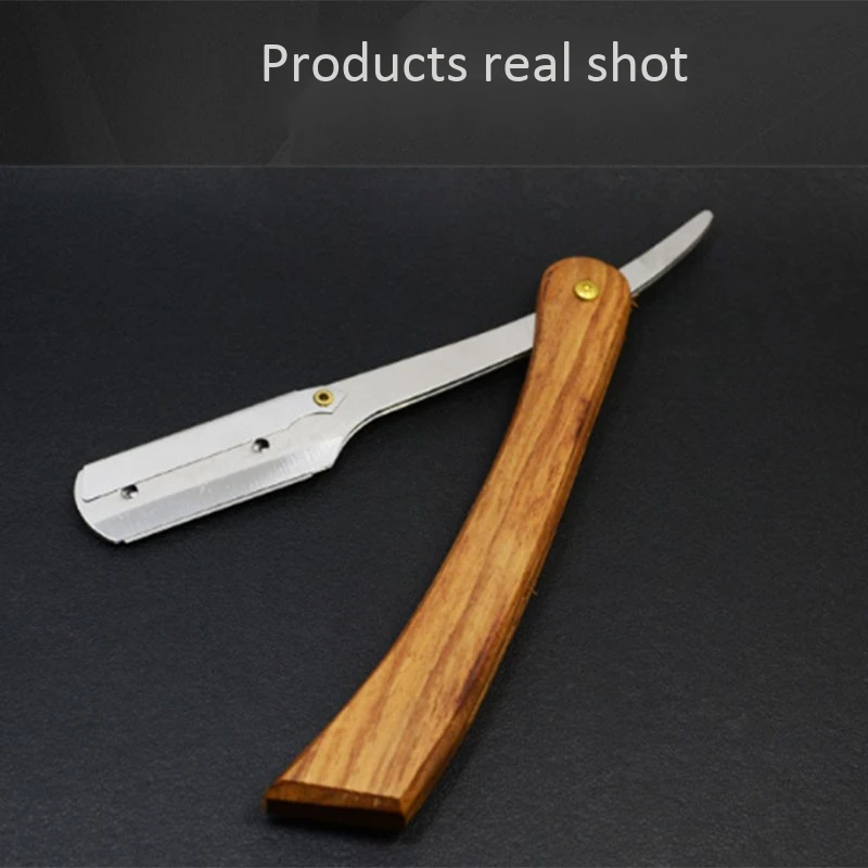 

Men's Manual Razors Shaver Wooden Handle Portable Face Razor Barber Hair Cut Razor Change Blade Type Shaving Knife