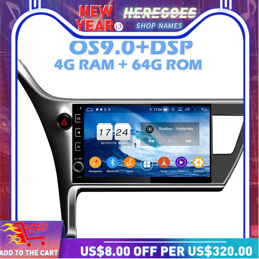 IPS DSP Android 10 0 4 Гб RAM 64 ROM автомобильный dvd плеер Wifi Bluetooth RDS радио GPS карта для Toyota Corolla