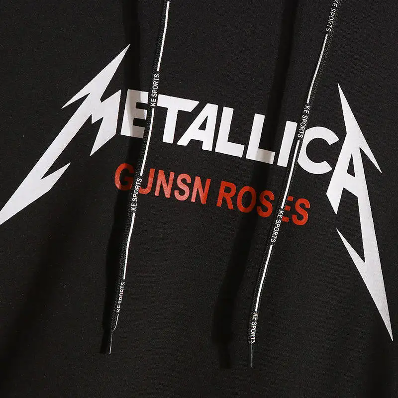 

High Street Mens Hoodie Sweatshirt Hip Hip Letter Print Harajuku Hoodie Streetwear Autumn Winter Casual Black Pullover Hoodie