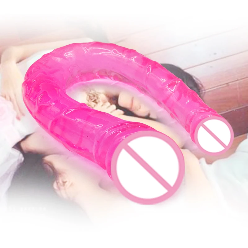 U образный двойной фаллоимитатор гибкий мягкий Желейный Вагина и анальный секс