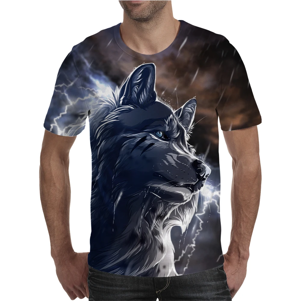 

2021 Newest Cool Wolf 3D Print Fierce Animal T-Shirt Men Short Sleeve Summer Tops Tee Family Clothes Fashion tshirt Male 4XL