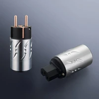 pair viborg aluminium pure copper schuko mains power cord plug hifi iec female connector
