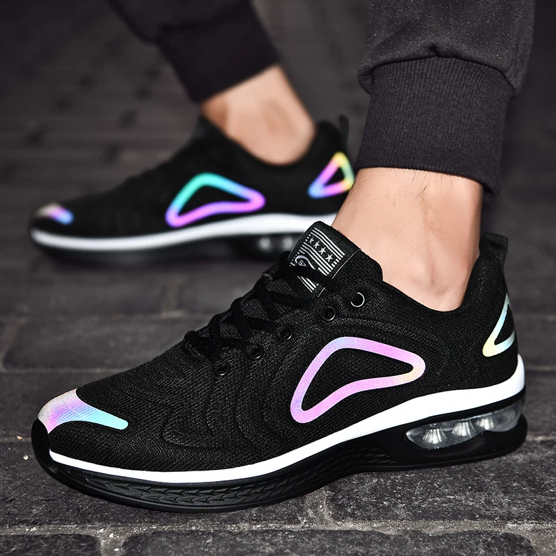 2019 мужские кроссовки для бега светящаяся сетка дышащий светильник весна-осень