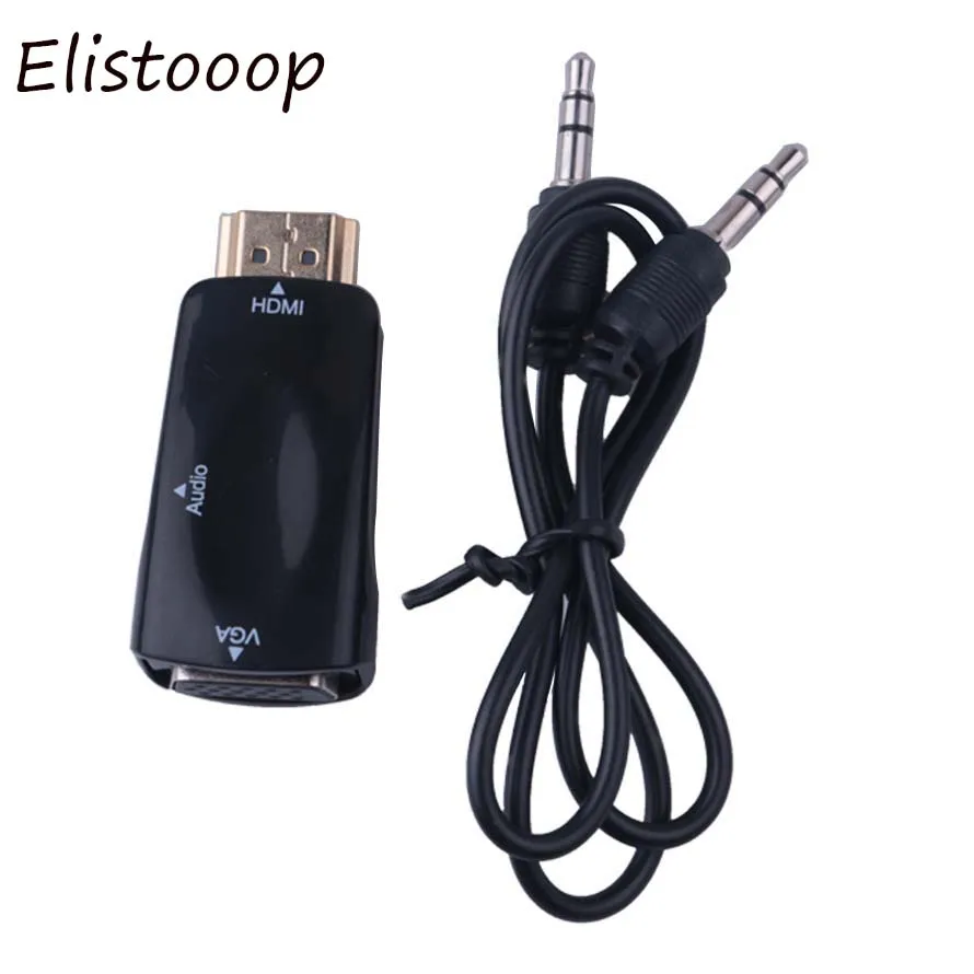 Адаптер Elistooop HDMI в VGA Аудиокабели конвертер типа Папа мама HD 1080P для ПК ноутбуков