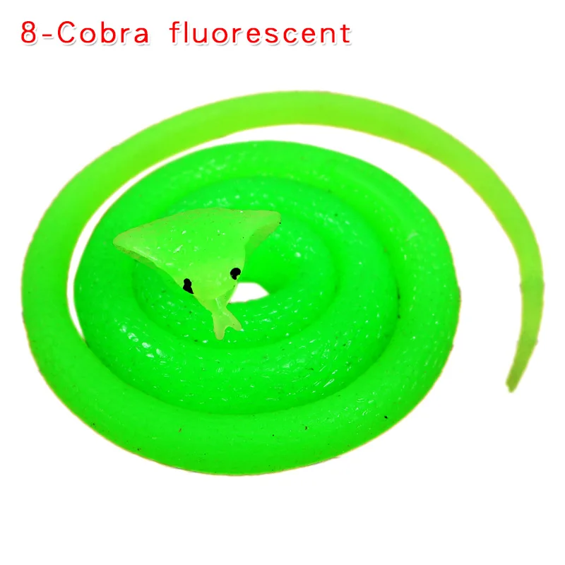 8-Cobra fluorescent Моделирование мягкая резиновая игрушка "Змея" модель страшная поддельная змея хитрая пародия розыгрыш на Хэллоуин реквизит подарки Декор дети кляп шутки шалость игрушки - Цвет: 8-Cobra fluorescent