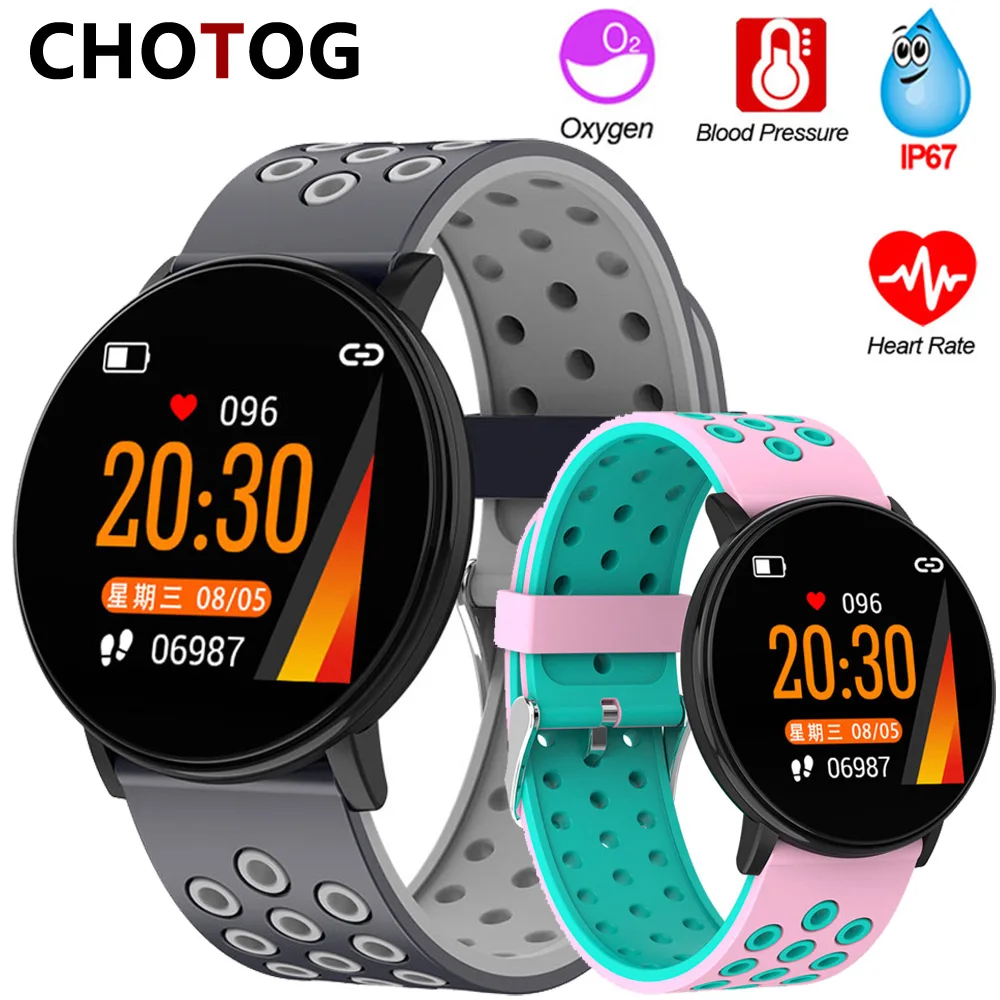 Фитнес браслет с пульсометром и тонометром водонепроницаемый смарт Ip67 для