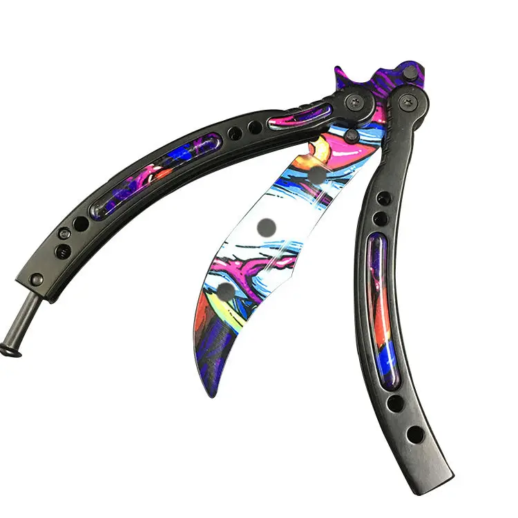 1088 Нож-бабочка, karambit, складной нож, тренировочный нож, лезвие, подарок, balisong, Counter Strike, игровой нож, не заточенный, металлический - Цвет: 1088