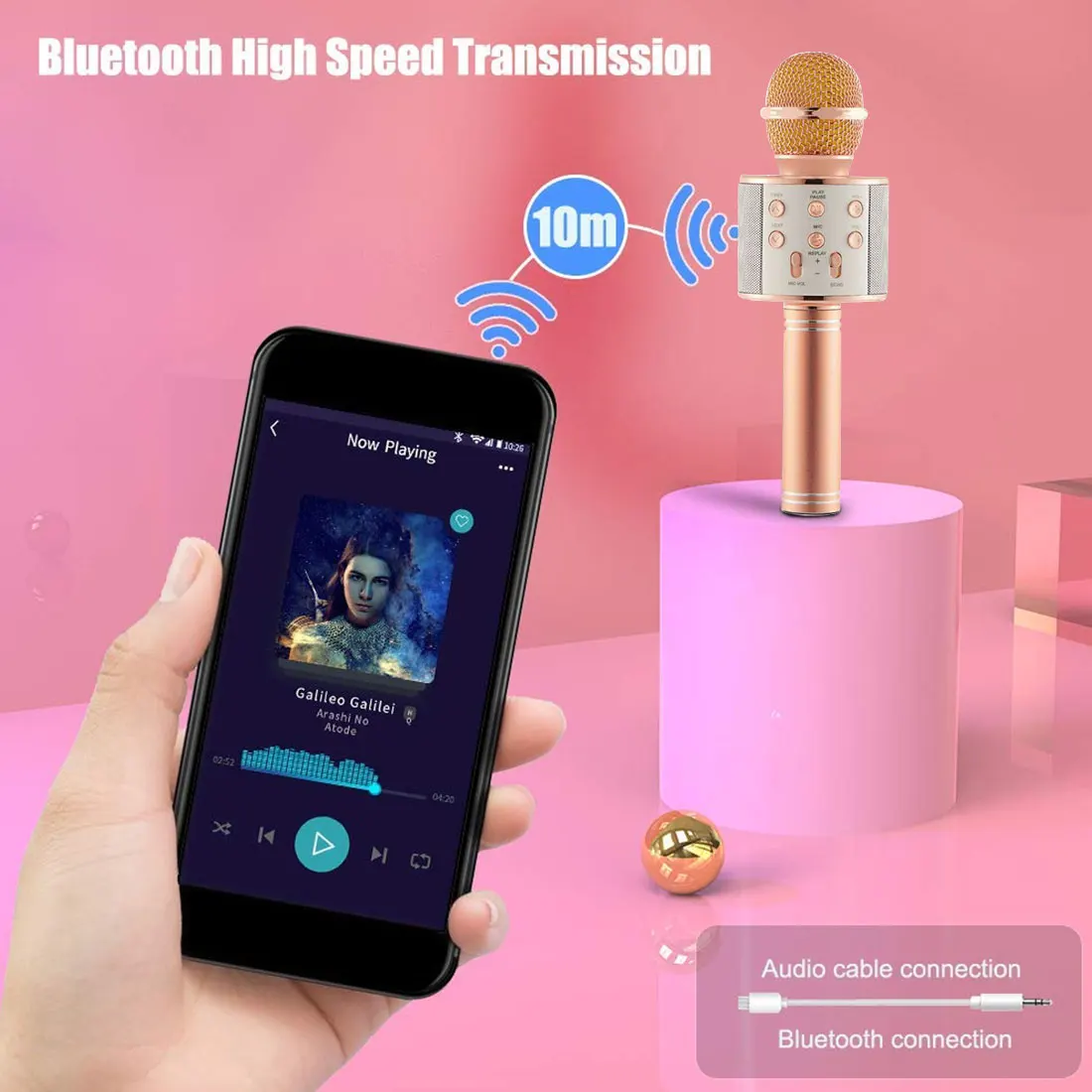 Bluetooth микрофон WS 858 для караоке беспроводной профессиональный ручной вокала с