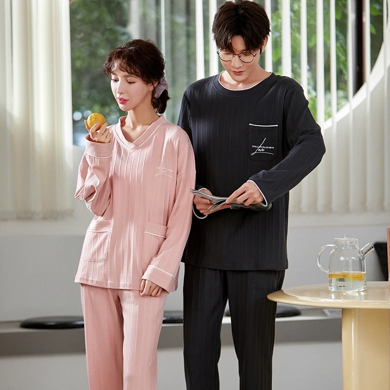 Пижама женская хлопковая с длинным рукавом для осени и зимы | Мужская одежда
