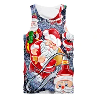 ogkb christmas tank tops 3d printed men santa claus sleeveless shirt summer casual fitness funny tops oversized 6xl merry xmas
