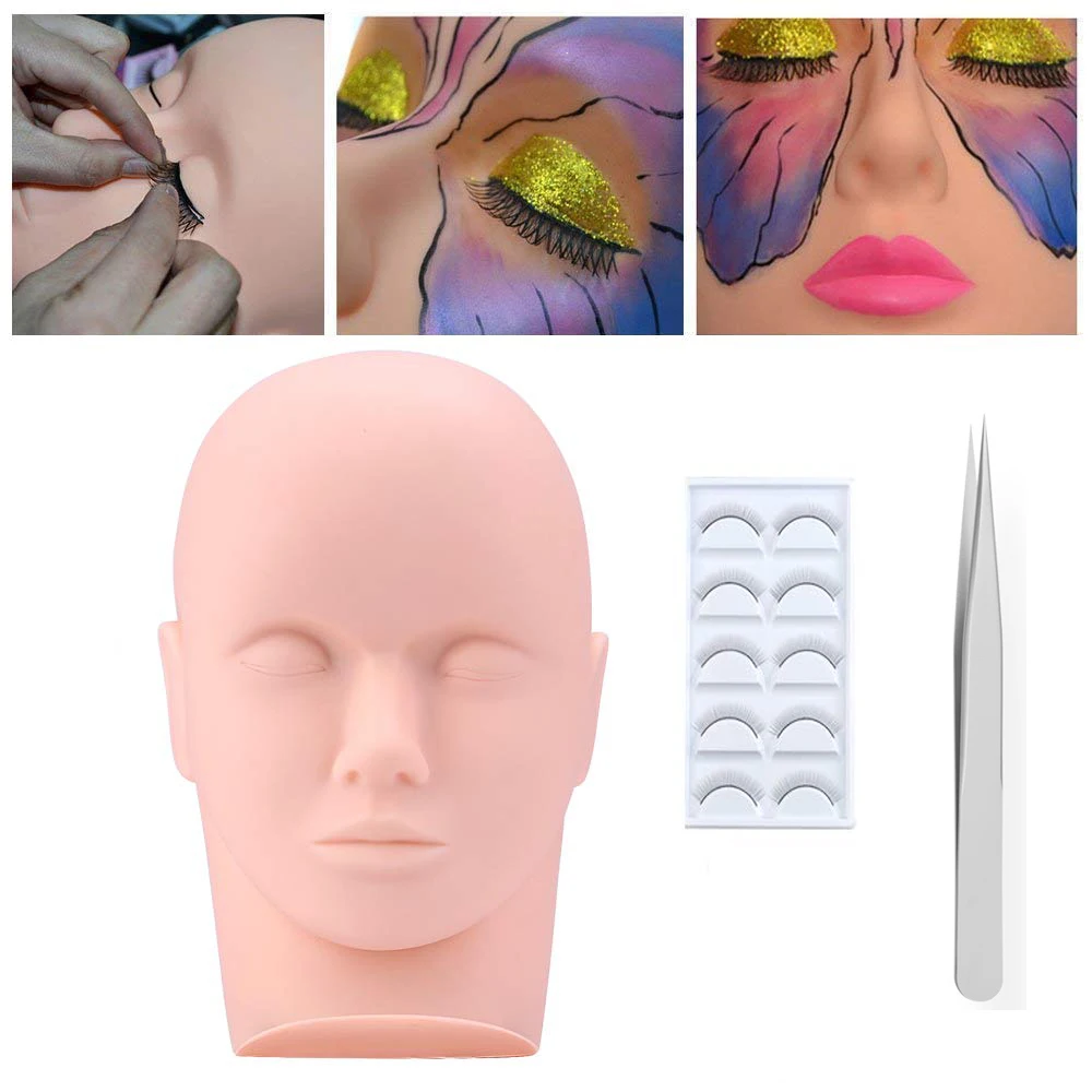 Тренировочная голова для макияжа искусственная кукла накладные ресницы макияж