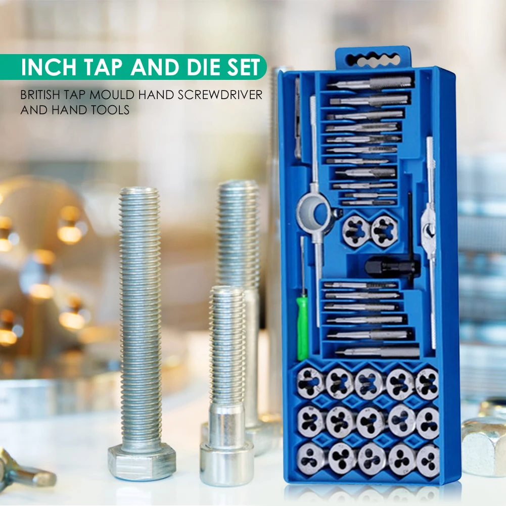 

40pcs Multi-functional Screw Tap Die Set Practical Durable External Thread Cutting Tapping Hand Tool Kit w/Wrench