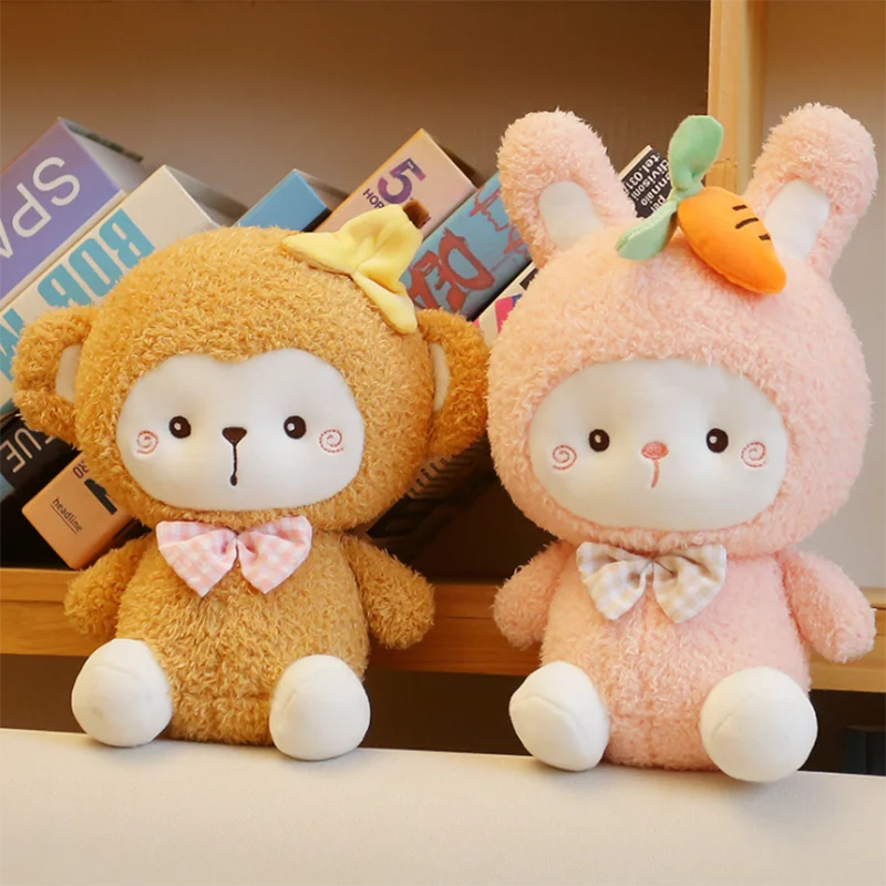 23/35cm Kawaii Fruit Cartoon Animals Banana Monkey Carrots Rabbits Cute White Lamb Sheep Plush Cuddly Toys for Baby Girl Kids |
