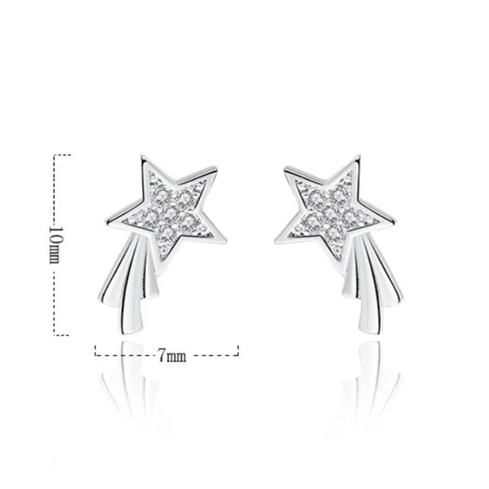 

NEHZY 925 Sterling Silver Stud Earrings High Quality Woman Fashion Jewelry Retro Simple Pentagram Crystal Zircon Earrings